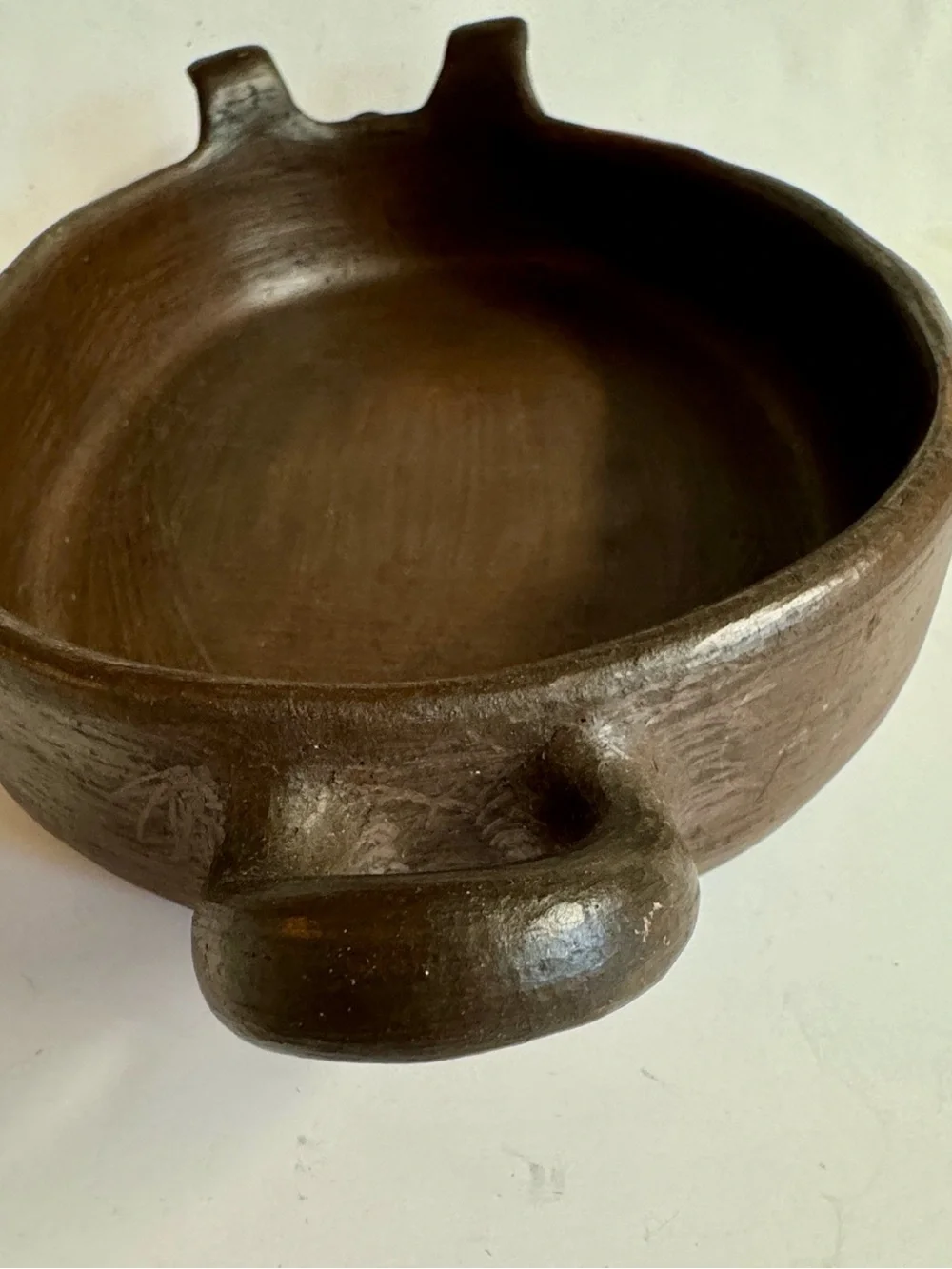 Vtg. Chilean Pomaireware Brown Clay Pig Shaped Baking Dish.Rustic Home Dining